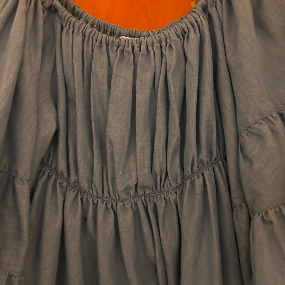 Blue Ruffled Women's Top - Picture 2 of 2